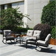 Direct Wicker 5-Piece Modern Rattan & Metal Outdoor Sofa Set in Black