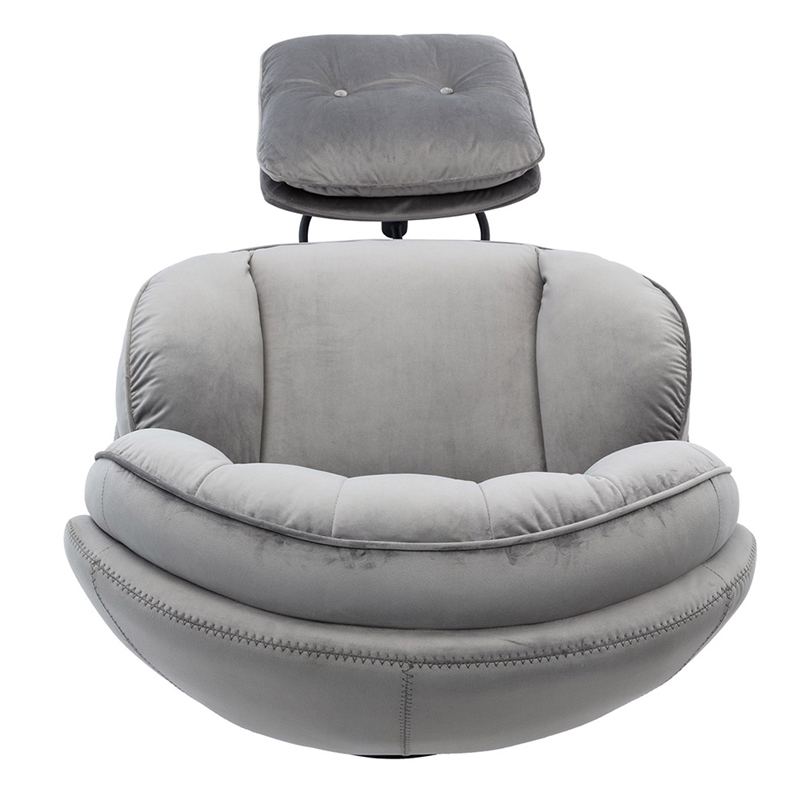 Elizabeth Gray Velvet Living Room Accent Chair Set with Ottoman
