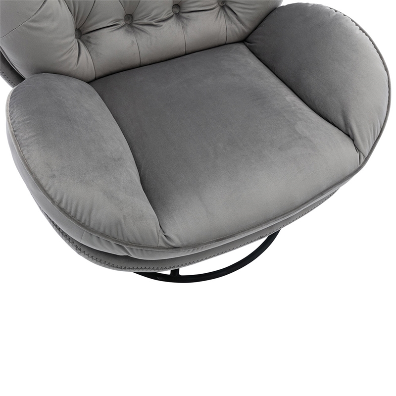 Elizabeth Gray Velvet Living Room Accent Chair Set with Ottoman
