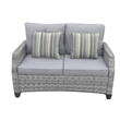 5-Pieces Gray Rattan Patio Sofa Set with Fire Pit Table and Cushions