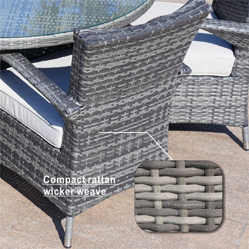 Direct Wicker Patio Outdoor Dining Sets 1 Table with 6PCS Chairs in Gray