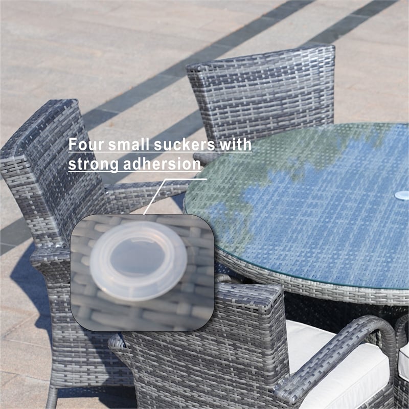 Direct Wicker Patio Outdoor Dining Sets 1 Table with 6PCS Chairs in Gray
