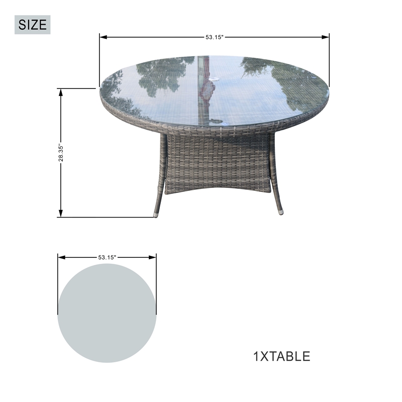 Direct Wicker Patio Outdoor Dining Sets 1 Table with 6PCS Chairs in Gray