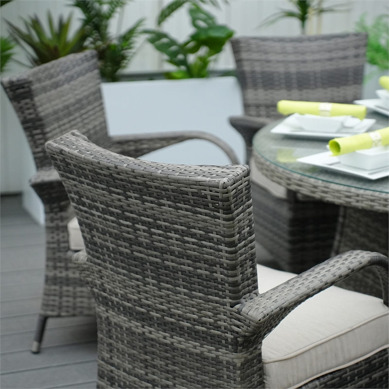 Direct Wicker Patio Outdoor Dining Sets 1 Table with 6PCS Chairs in Gray