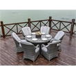 Round 6-Person Gray Aluminum Outdoor Dining Set With Cushions