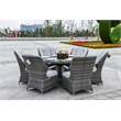 Round 6-Person Gray Aluminum Outdoor Dining Set With Cushions