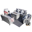 Aluminum 7-Person Gray Seating Group with Fire Pit and Cushions