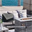 Aluminum 7-Person Gray Seating Group with Fire Pit and Cushions