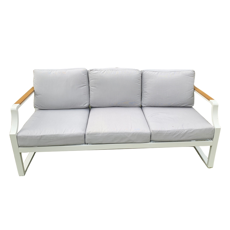 Direct Wicker 7 Piece Metal Outdoor Conversation Sets in White with Cushions