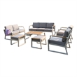 Direct Wicker 7 Piece Metal Outdoor Conversation Sets in White with Cushions