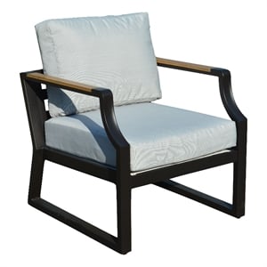 Direct Wicker 2 Pieces Outdoor Sofa Iron Single Chair with Cushions in Black