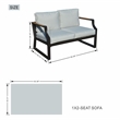 Direct Wicker Modern Loveseat Sofa Wrought Metal & Fabric with Cushions in Black