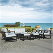 Direct Wicker Three Seats Sofa Wrought Metal & Fabric with Cushions in Black