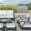 Direct Wicker Three Seats Sofa Wrought Metal & Fabric with Cushions in Black