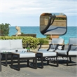 Direct Wicker Three Seats Sofa Wrought Metal & Fabric with Cushions in Black