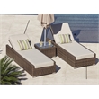 Patio Brown Rattan Outdoor Chaise Lounge Set with Table (Set of 2)