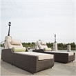 Patio Brown Rattan Outdoor Chaise Lounge Set with Table (Set of 2)