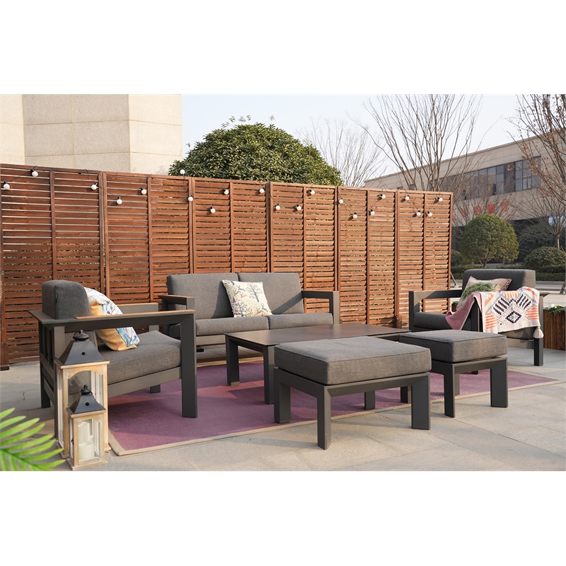 Patio Gray Aluminum 4-Person Outdoor Seating Group with Cushions