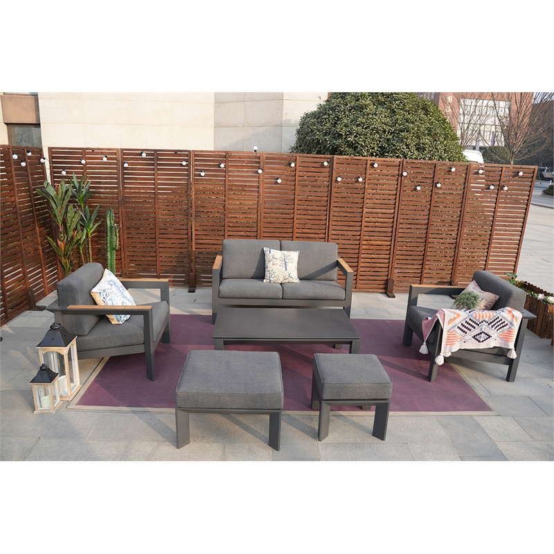 Patio Gray Aluminum 4-Person Outdoor Seating Group with Cushions