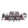Gray Aluminum 5-Person Outdoor Seating Group with Cushions and Ottomans
