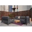 Aluminum 7-Person Seating Group with Fire Pit and Gray Cushions
