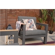 Aluminum 7-Person Seating Group with Fire Pit and Gray Cushions