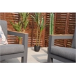 Aluminum 7-Person Seating Group with Fire Pit and Gray Cushions