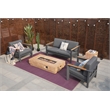 Gray Aluminum 4-Person Seating Group with Fire Pit and Cushions