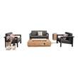 Gray Aluminum 4-Person Seating Group with Fire Pit and Cushions