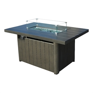 Direct Wicker Gray Cast Iron Propane Outdoor Fire Pit Table with Lid