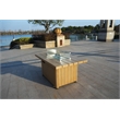 Direct Wicker Teak Cast Iron Outdoor Fire Pit Table with Lid