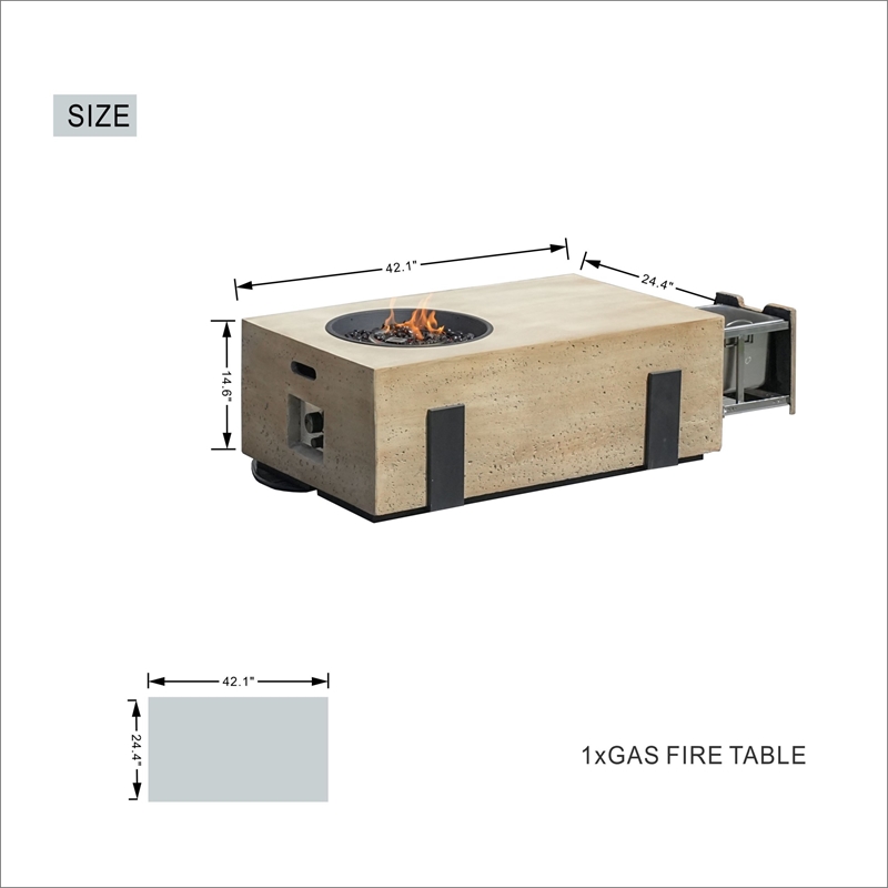 Direct Wicker Brown Metal Outdoor Fire Pit Table With Ice Bucket