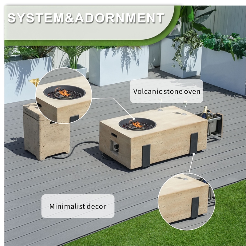 Direct Wicker Brown Metal Outdoor Fire Pit Table With Ice Bucket
