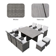 Gray Aluminum 6-Person Outdoor Dining Set with 6 Chairs and 4 Ottomans