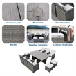 Gray Aluminum 6-Person Outdoor Dining Set with 6 Chairs and 4 Ottomans