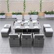 Gray Aluminum 6-Person Outdoor Dining Set with 6 Chairs and 4 Ottomans