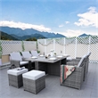 Gray Aluminum 6-Person Outdoor Dining Set with 6 Chairs and 4 Ottomans