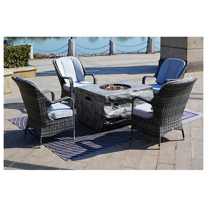 Gray Aluminum 4-Person Outdoor Seating Group with Gray Cushions