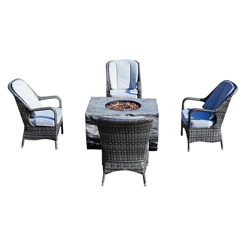Gray Aluminum 4-Person Outdoor Seating Group with Gray Cushions