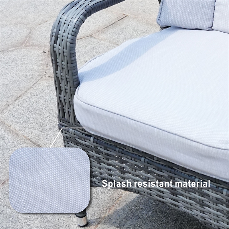 Gray Aluminum 4-Person Outdoor Seating Group with Gray Cushions