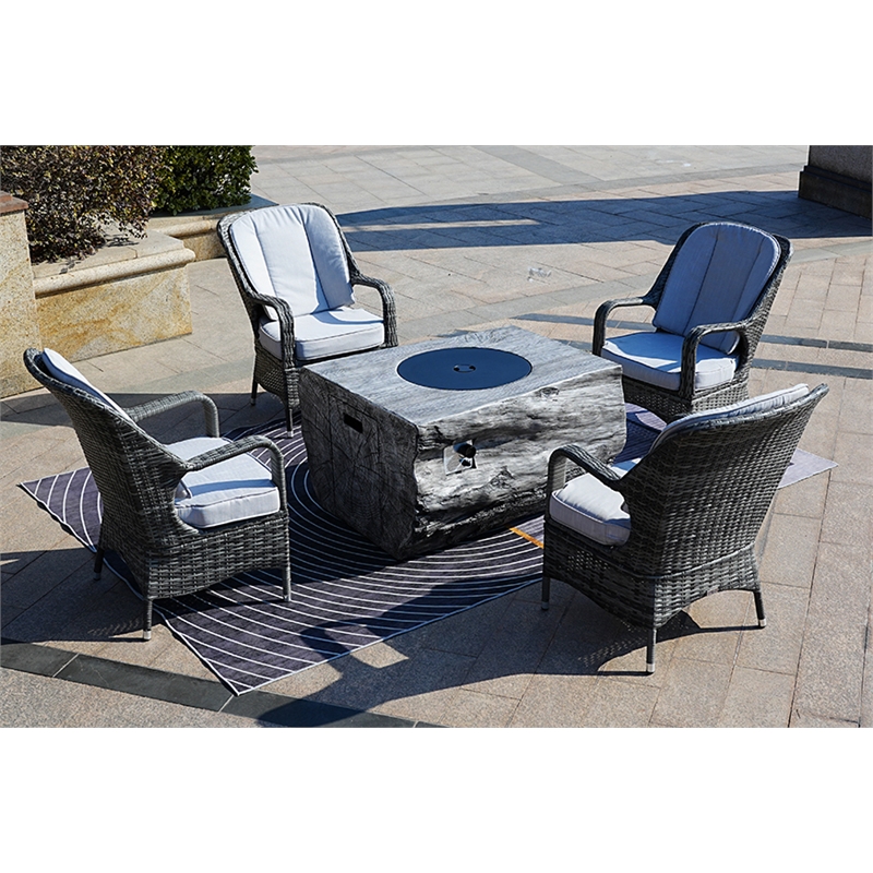 Gray Aluminum 4-Person Outdoor Seating Group with Gray Cushions