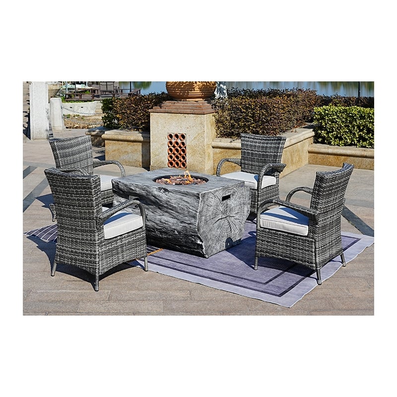 Gray Aluminum 4-Person Outdoor Seating Group with Gray Cushions