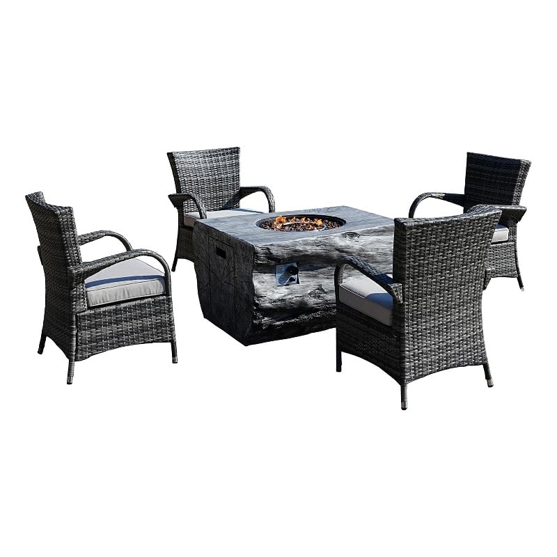 Gray Aluminum 4-Person Outdoor Seating Group with Gray Cushions