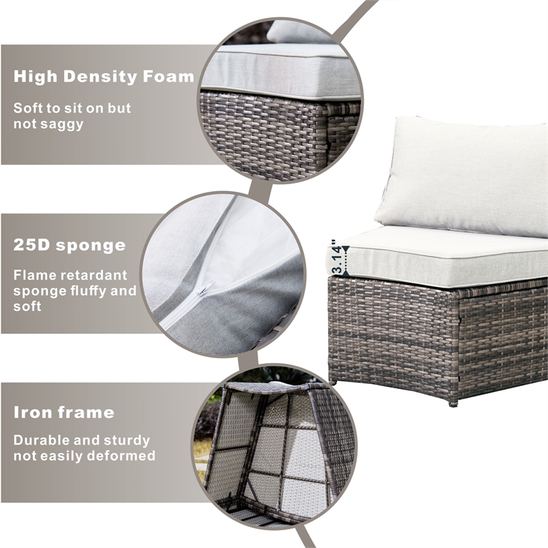 Direct Wicker Gray 6-Person Outdoor Seating Group with Cushions and Firepit
