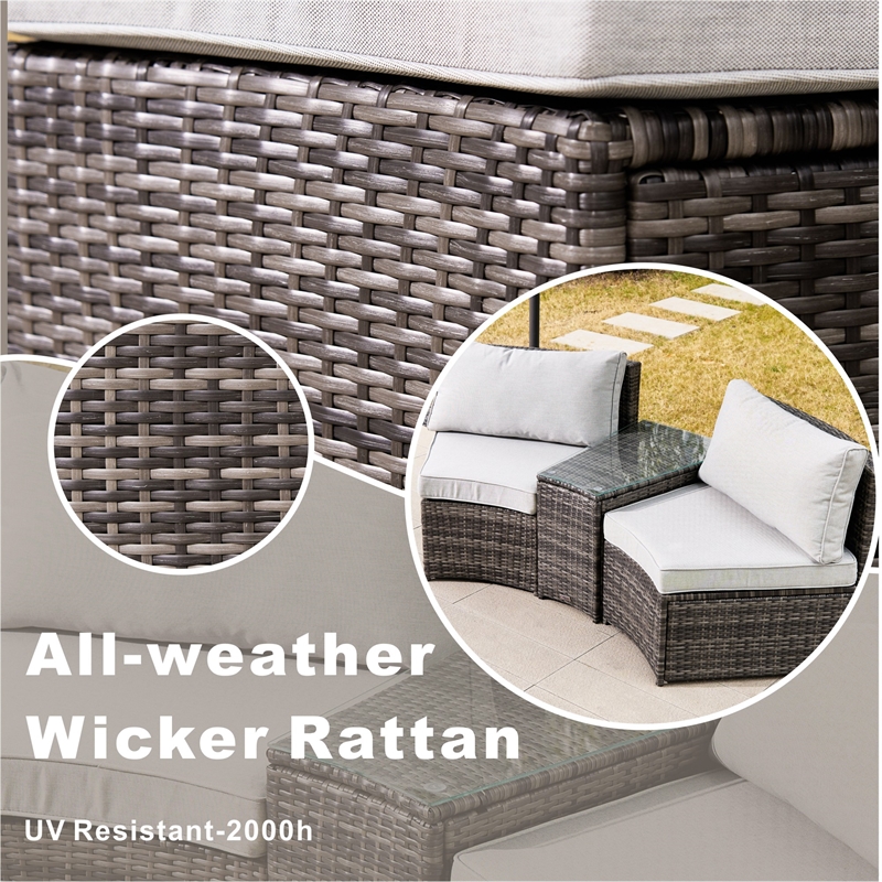 Direct Wicker Gray 6-Person Outdoor Seating Group with Cushions and Firepit