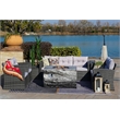 Gray Aluminum 7-Person Outdoor Seating Group with Cushions and Firepit