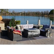 Gray Aluminum 7-Person Outdoor Seating Group with Cushions and Firepit