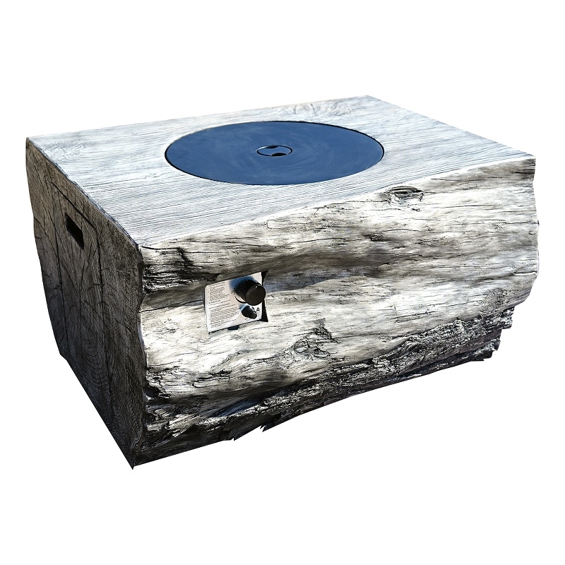Modern Gray Aluminum Stone Propane Patio Outdoor Fire Pit Table