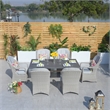 Modern Grey Aluminum 6-Seater Outdoor Dining set and Rattan Chair with Cushions