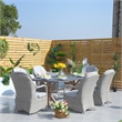 Modern Grey Aluminum 6-Seater Outdoor Dining set and Rattan Chair with Cushions